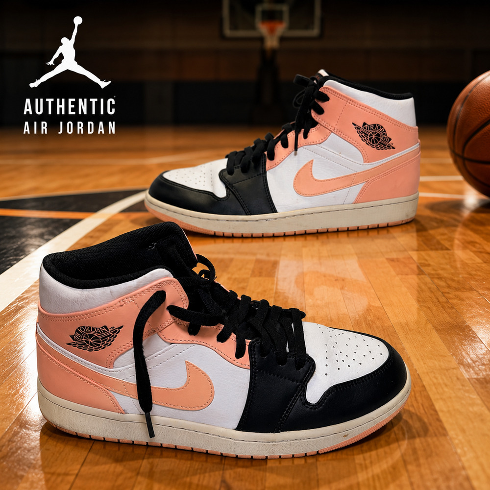 Nike Air Jordan 1 Mid Arctic Orange Black Toe Men’s Size 12 554724-133